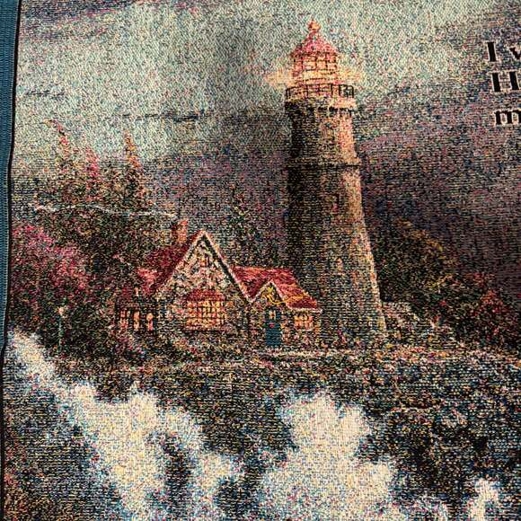 Thomas Kincaid Fringed Cotton Throw Afghan Tapestry Blanket 48”x58” - Picture 3 of 5